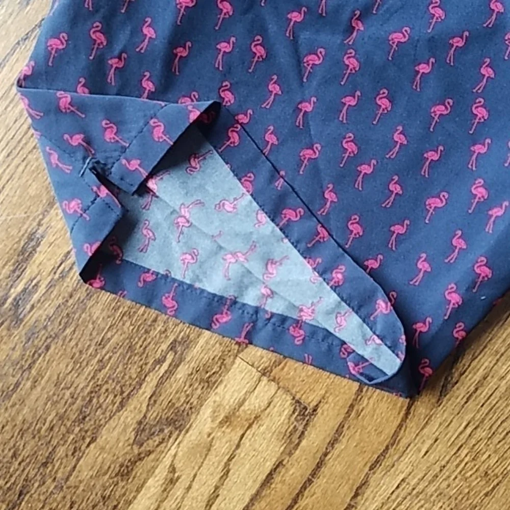 Swim Pink Flamingo Cargo Denim Pocket Blue Trunks Sz.XL